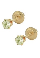 great teensy gold light green birthstone earrings for babies and kids